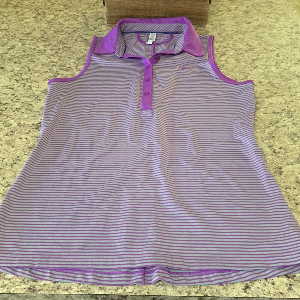 Under Armour Golf Stripe Sleeveless Polo Shirt S
